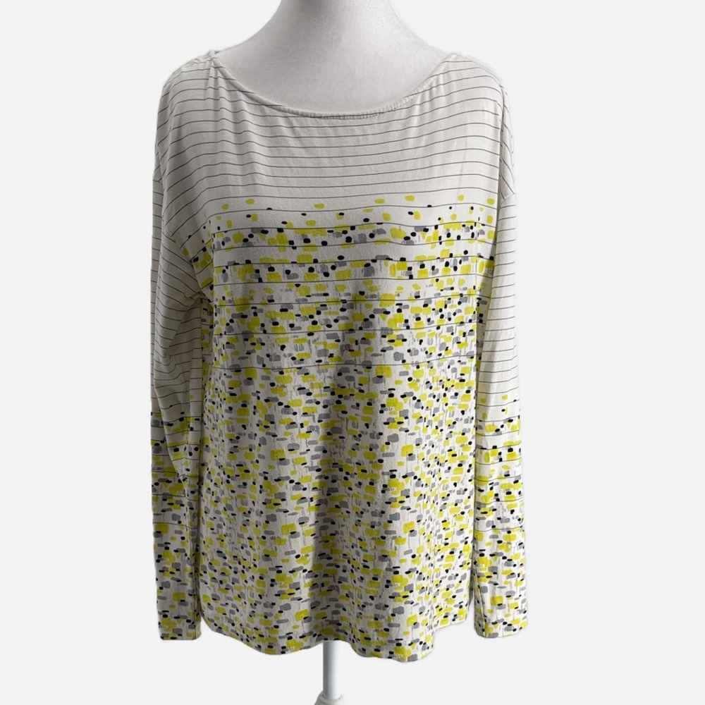 St. John Knit Top Long Sleeve Bateau Neckline in Citron - Size Small